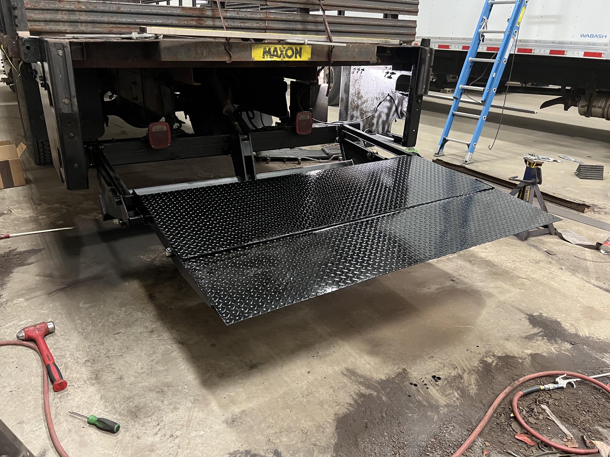 Maxon lift gate freshly installed on commercial truck